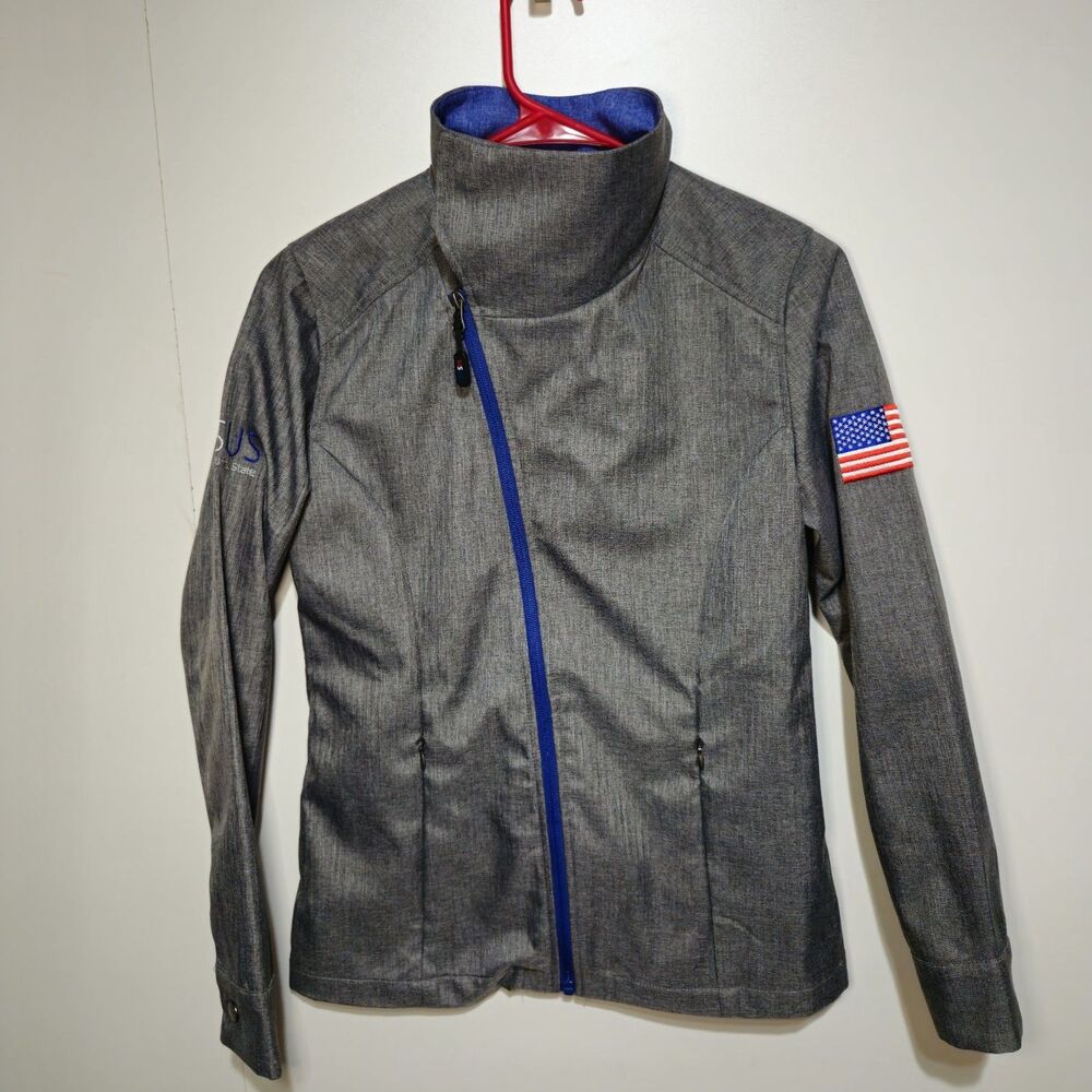 Microsoft Authentic Women’s Heather Gray Zip-Up Jacket MSUS (XS) – American Flag - Picture 7 of 16